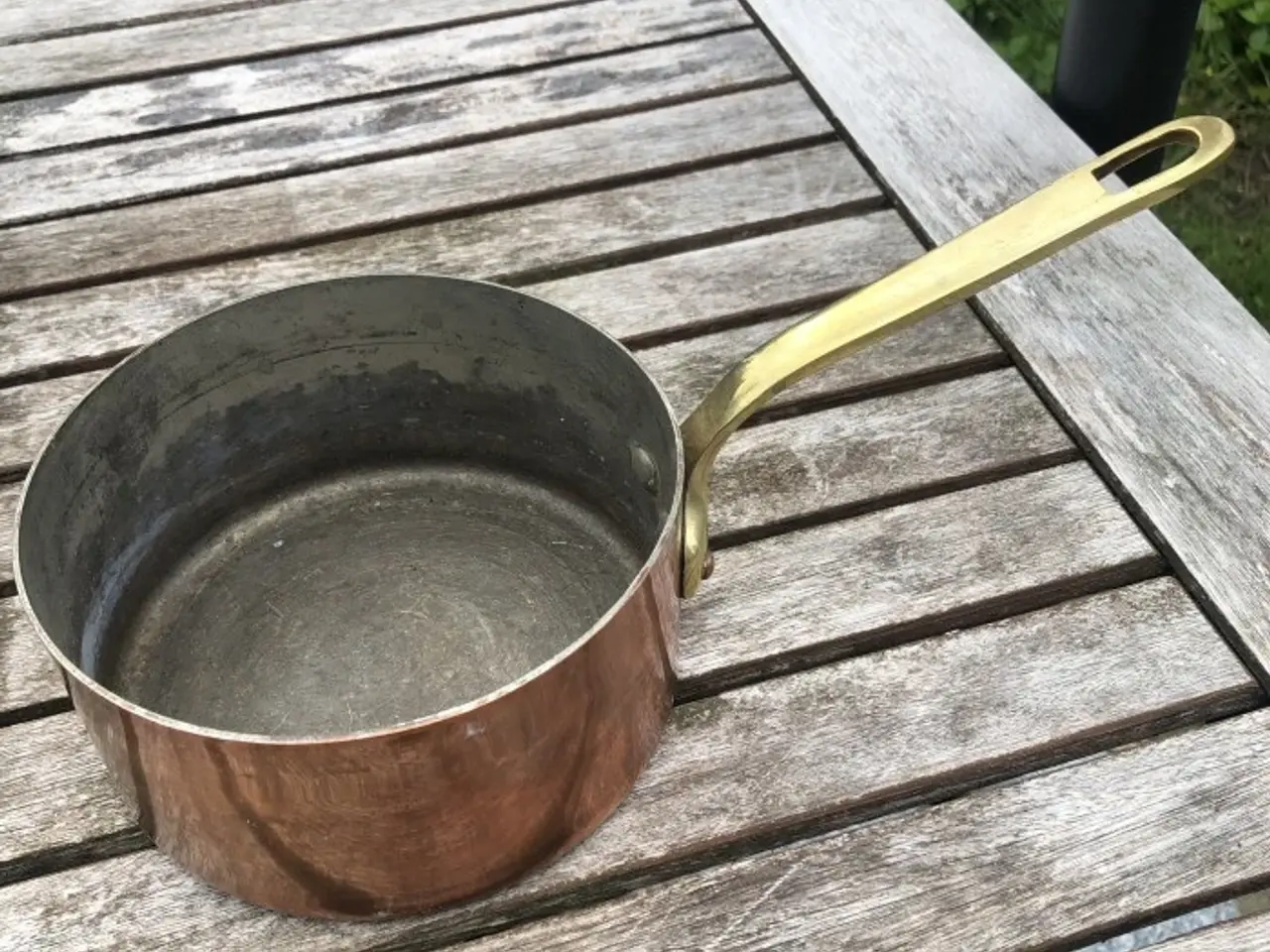 Billede 1 - Kobberkasserolle – gammel – diameter 14 cm