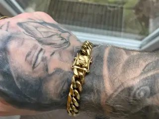 10mm 14kt goldfilled panser kæde og armbånd
