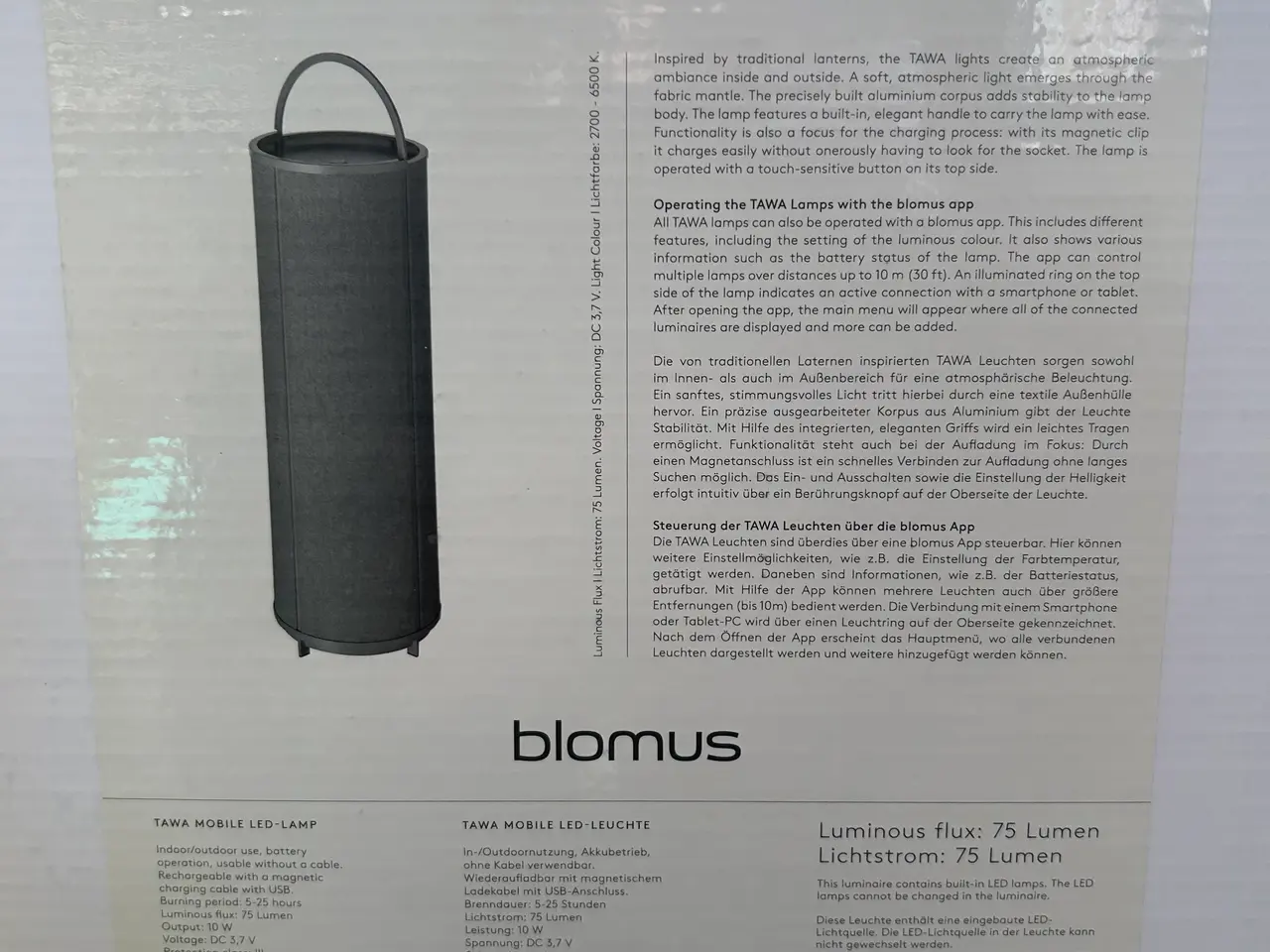 Billede 1 - Flytbar LED-lampe BLOMUS TAWA