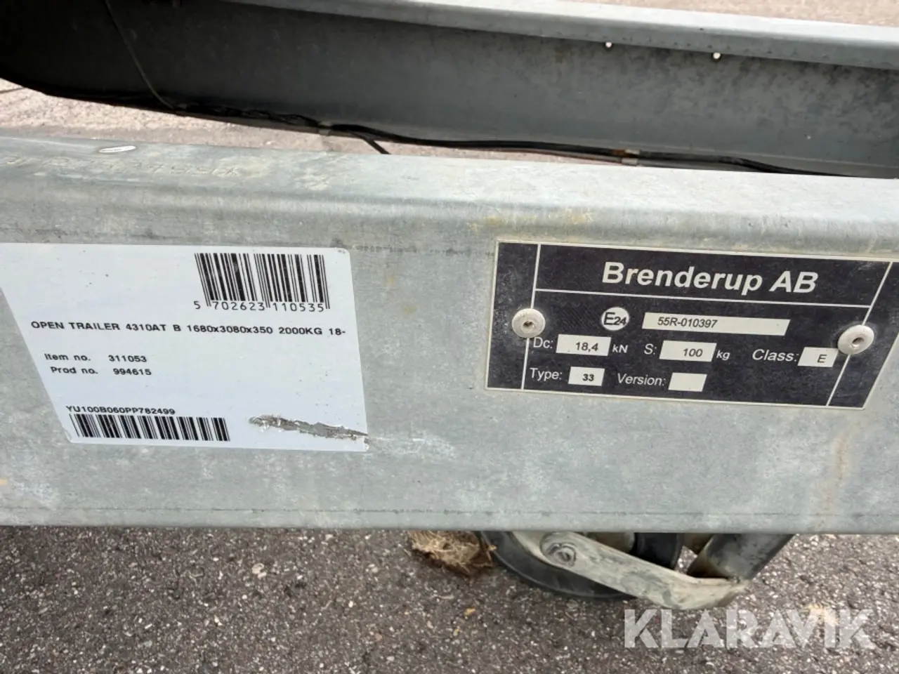 Billede 6 - Trailer til pex rør Brenderup - 2000kg