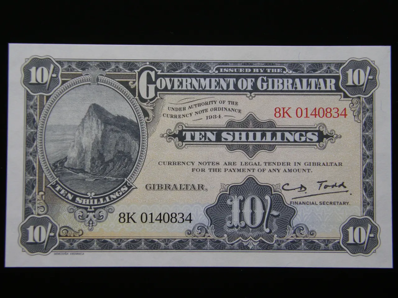 Billede 1 - Gibraltar 10 Shillings/50 Pence (1934) 2018 Unc.