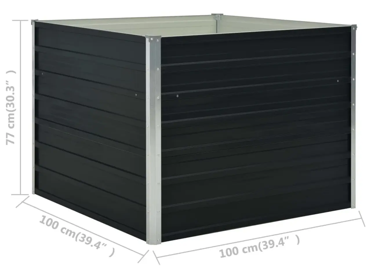 Billede 6 - Hævet plantekasse 100×100×77 cm - galvaniseret stål, antracitgrå