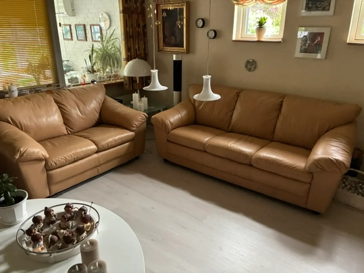 Billede 1 - Læder sofaer 3 + 2 personers.