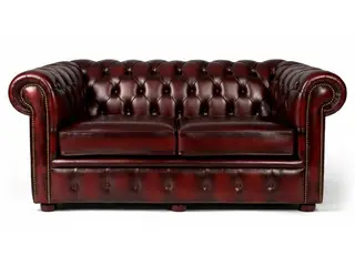 Liverpool Chesterfield 2 pers. sofa - Oxblod læder