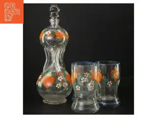 Dekorativ karaffelsæt med glas (str. 28 og 11,5 cm)