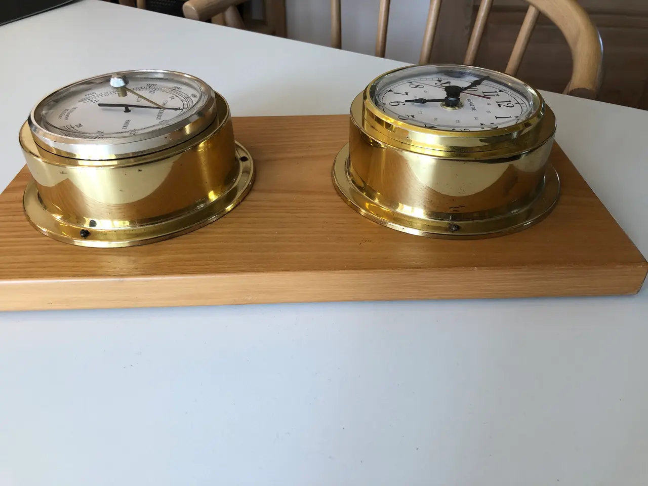 Billede 6 - Fint sæt skibsur og barometer i messing