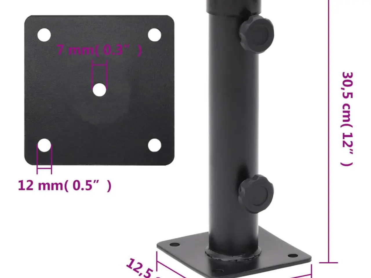 Billede 7 - Parasolholder til Ø38/48 mm stang stål matsort