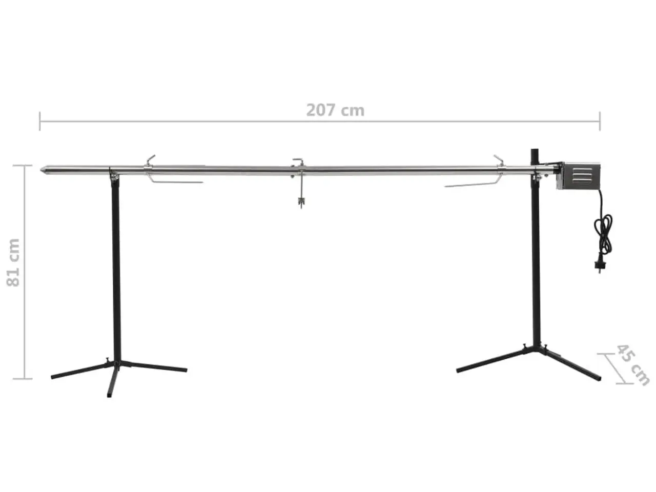 Billede 8 - Automatisk rotisseri grill med motor i rustfrit stål - 207 × 45 × 81 cm