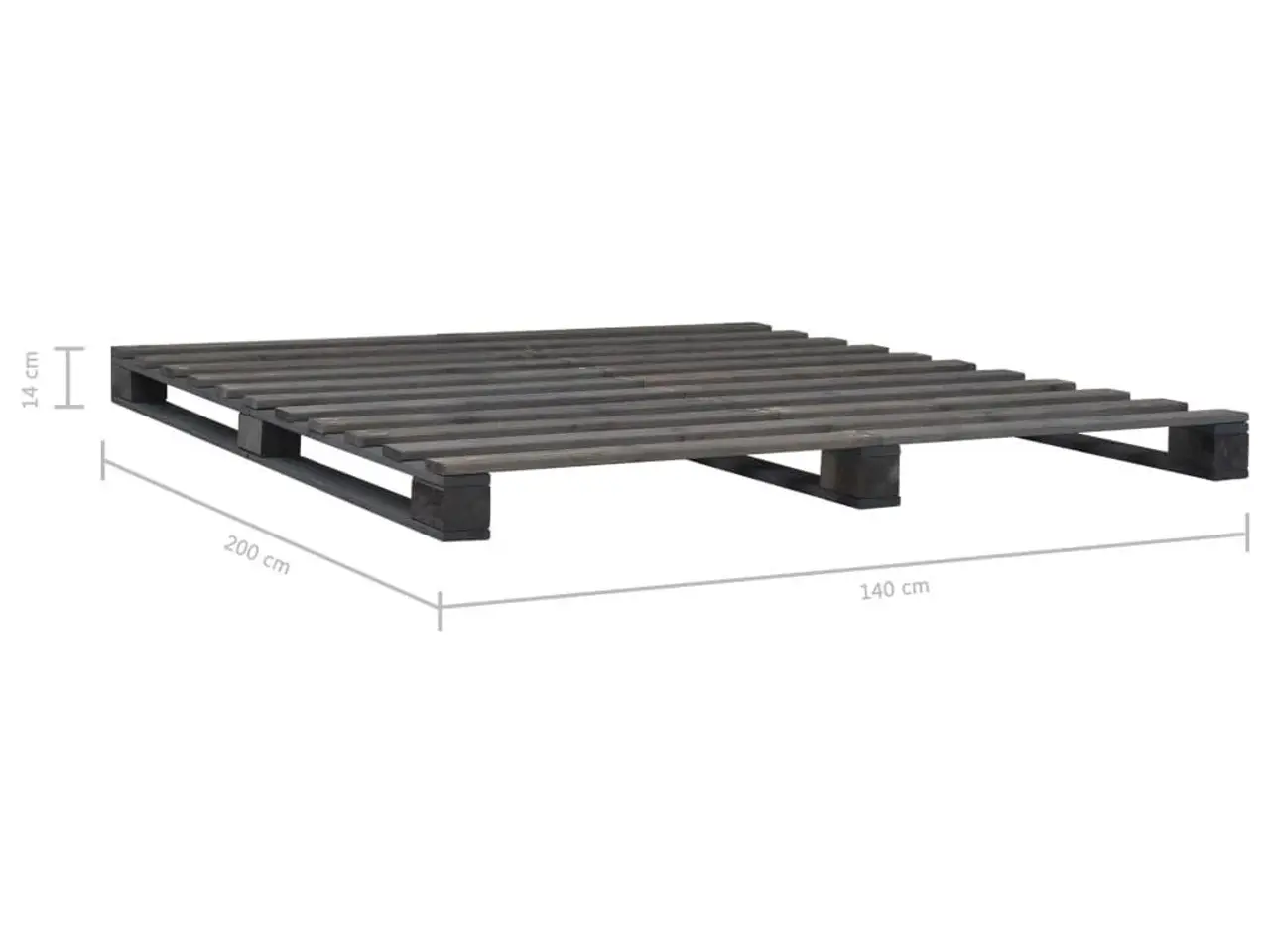 Billede 7 - Pallesengestel 140x200 cm i massivt fyrretræ - grå