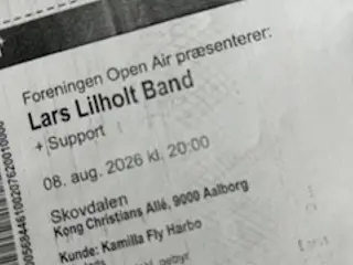 2 billetter til Lars Lilholt i Skovdalen 8 august