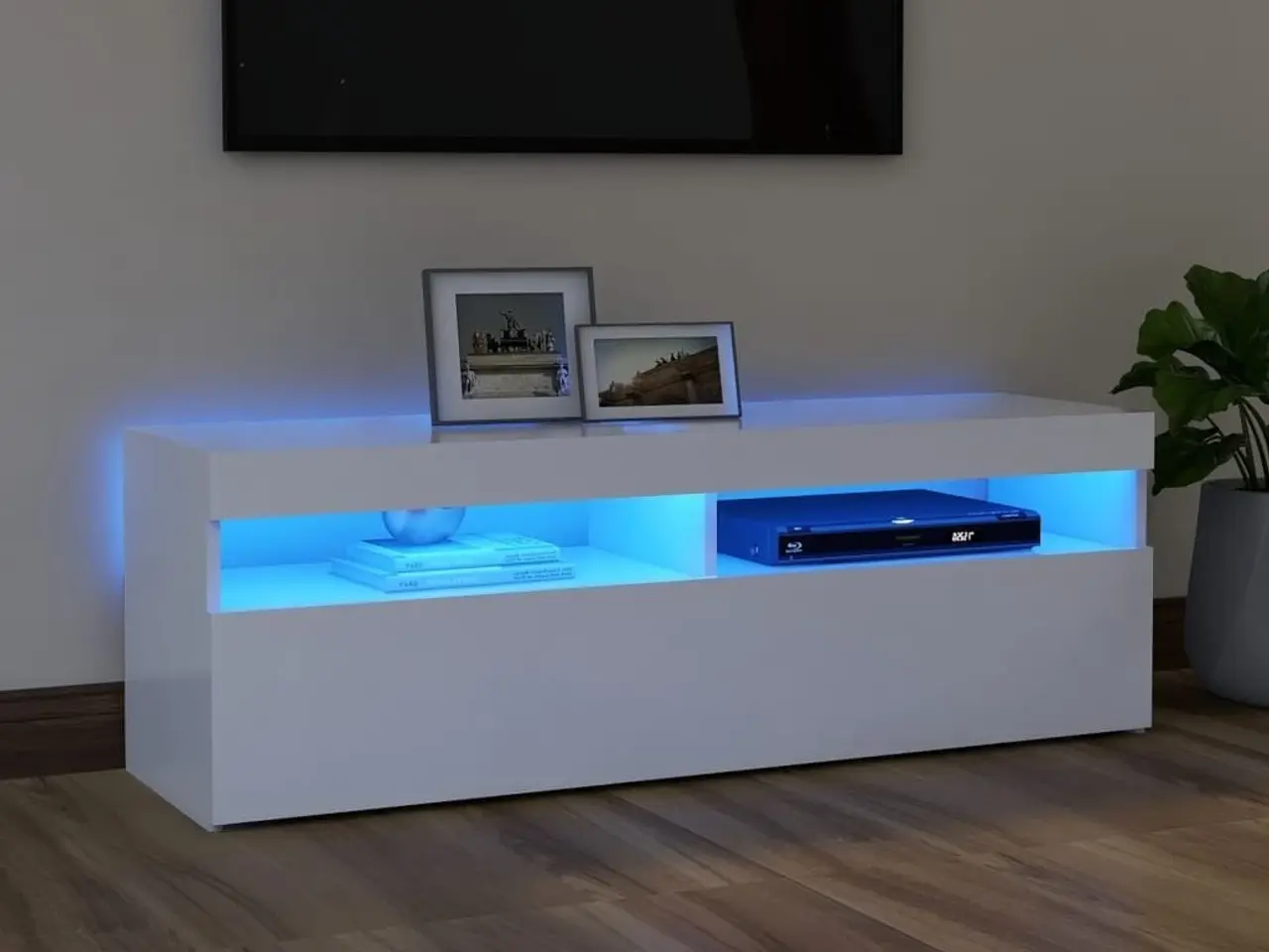 Billede 1 - Tv-skab med LED-lys - 120 × 35 × 40 cm, hvid