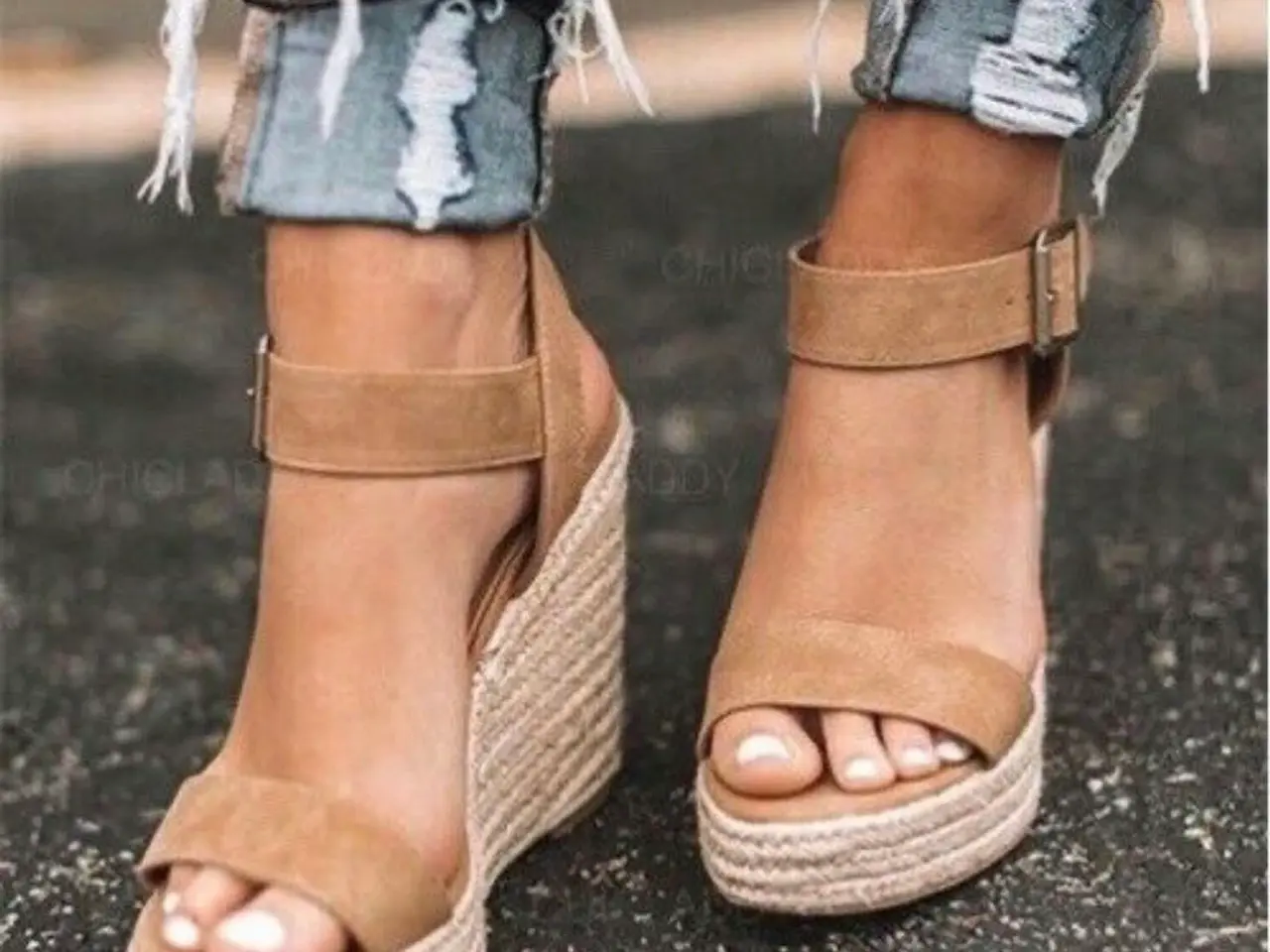 Billede 4 - 2 par wedges sandaler i leopard og sand farvet