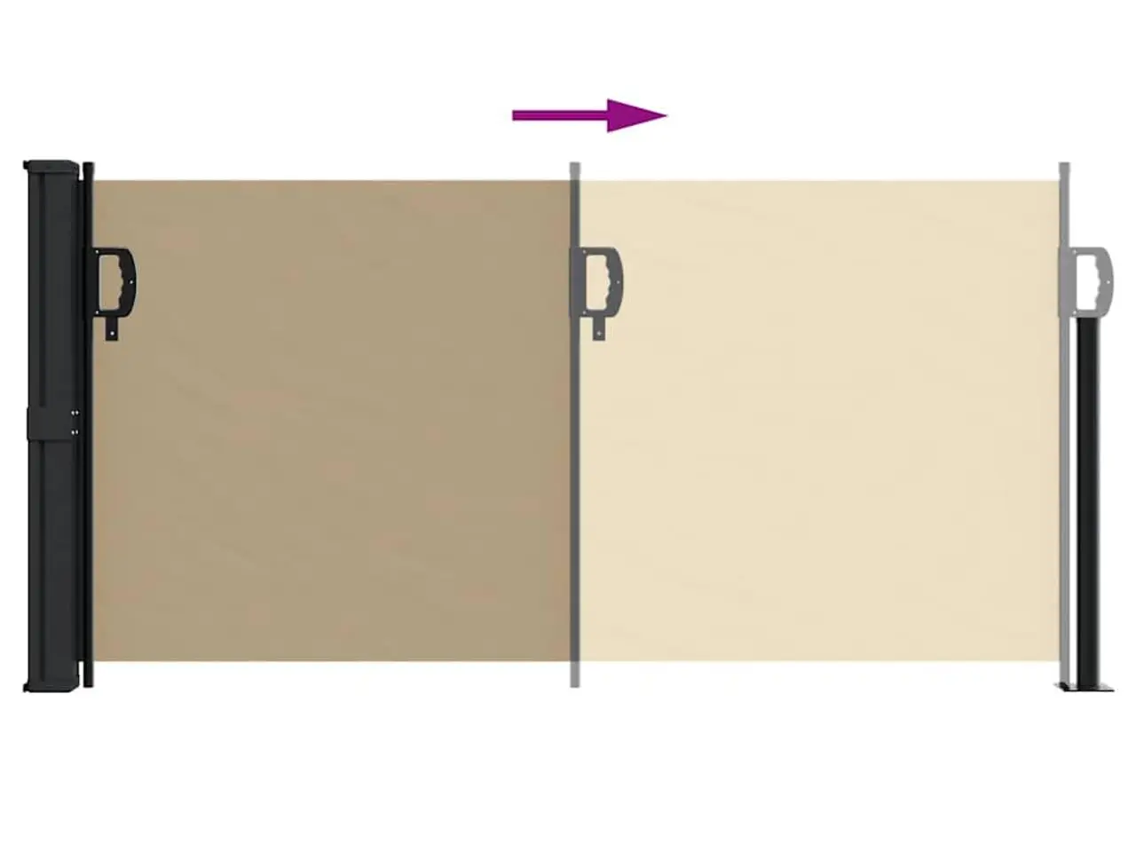 Billede 5 - Sammenrullelig sidemarkise 100x500 cm beige