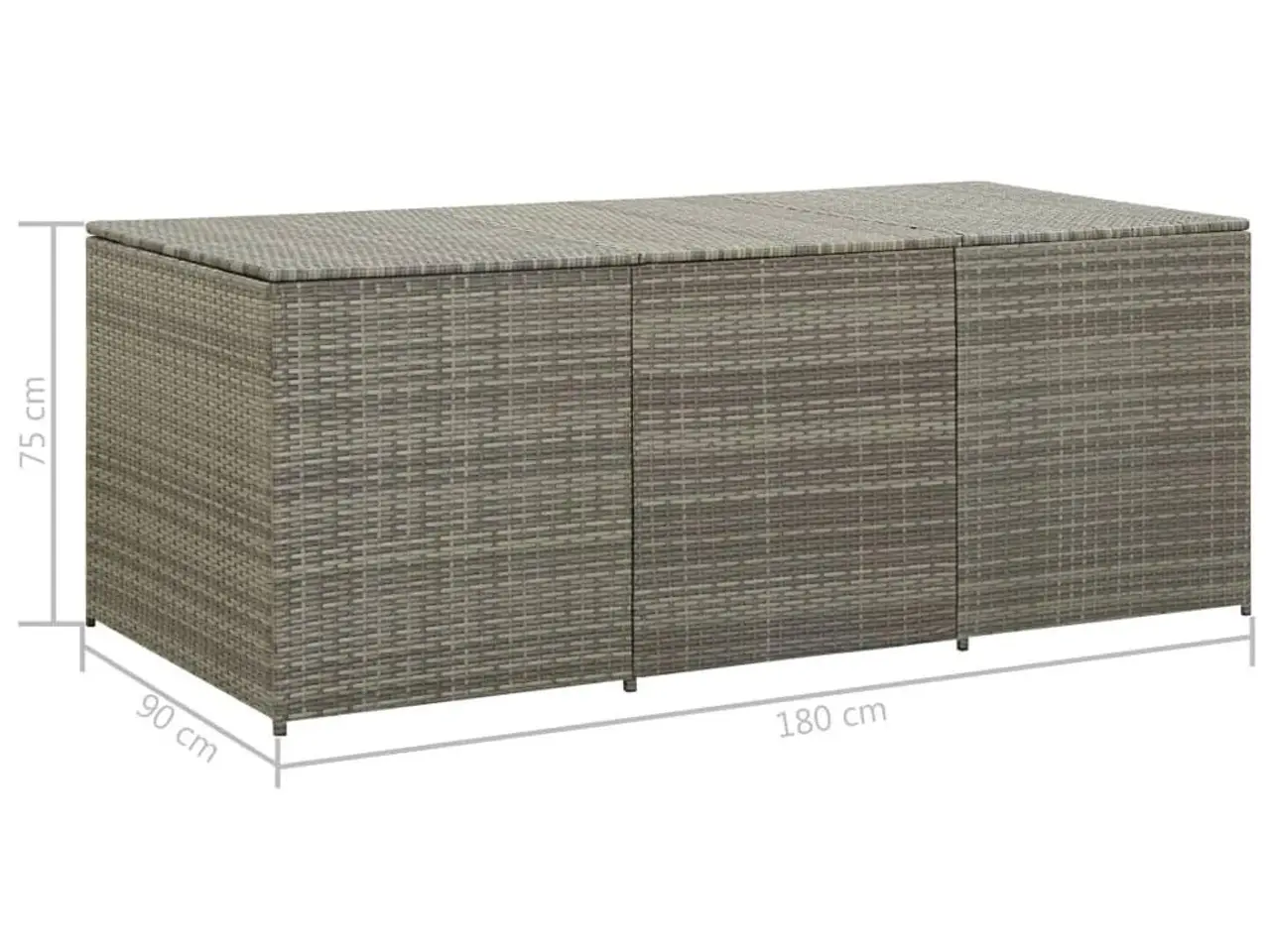 Billede 8 - Hyndeboks i polyrattan - 180 × 90 × 70 cm, grå