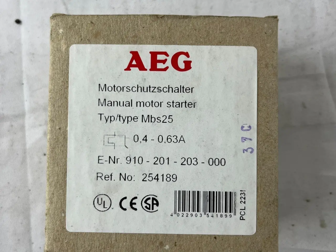 Billede 2 - AEG Mbs25 Manual Motor Starter 0.4–0.63A 3‑Pole