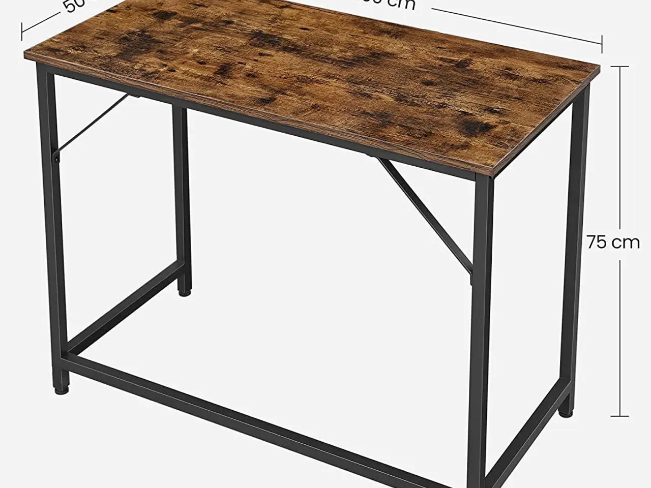 Billede 4 - Skrivebord computerbord i industriel stil, 50 × 100 × 75 cm, rustik brun/sort