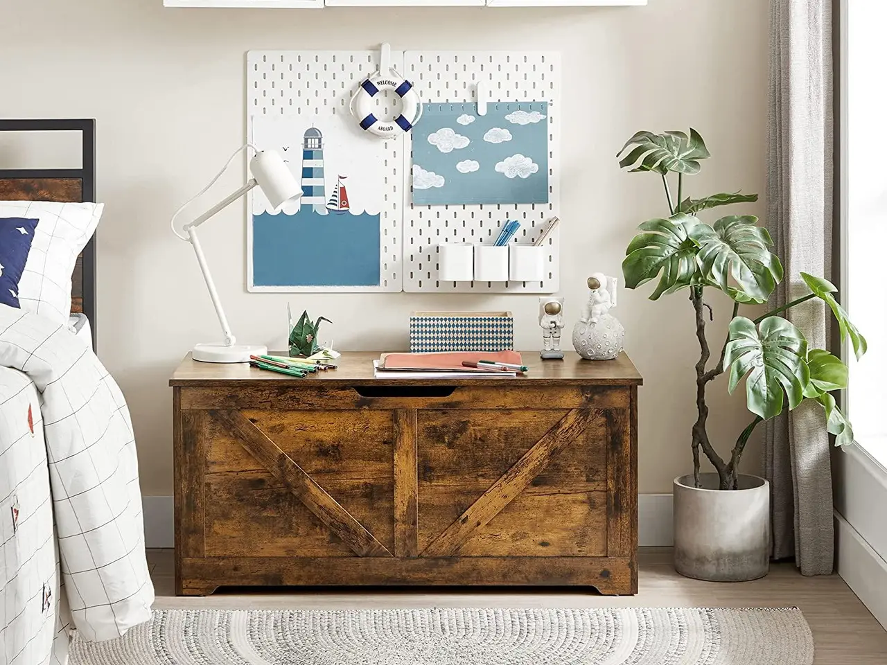 Billede 3 - Opbevaringsbænk trælook 100 × 40 × 46 cm, rustik brun