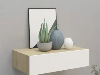Vægmonteret skuffehylde eg og hvid 40x23,5x10 cm MDF