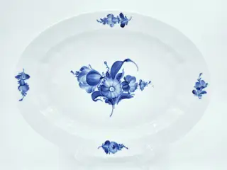 Blå Blomst Kantet Ovalt Fad nr. 10-8538. sortering 1