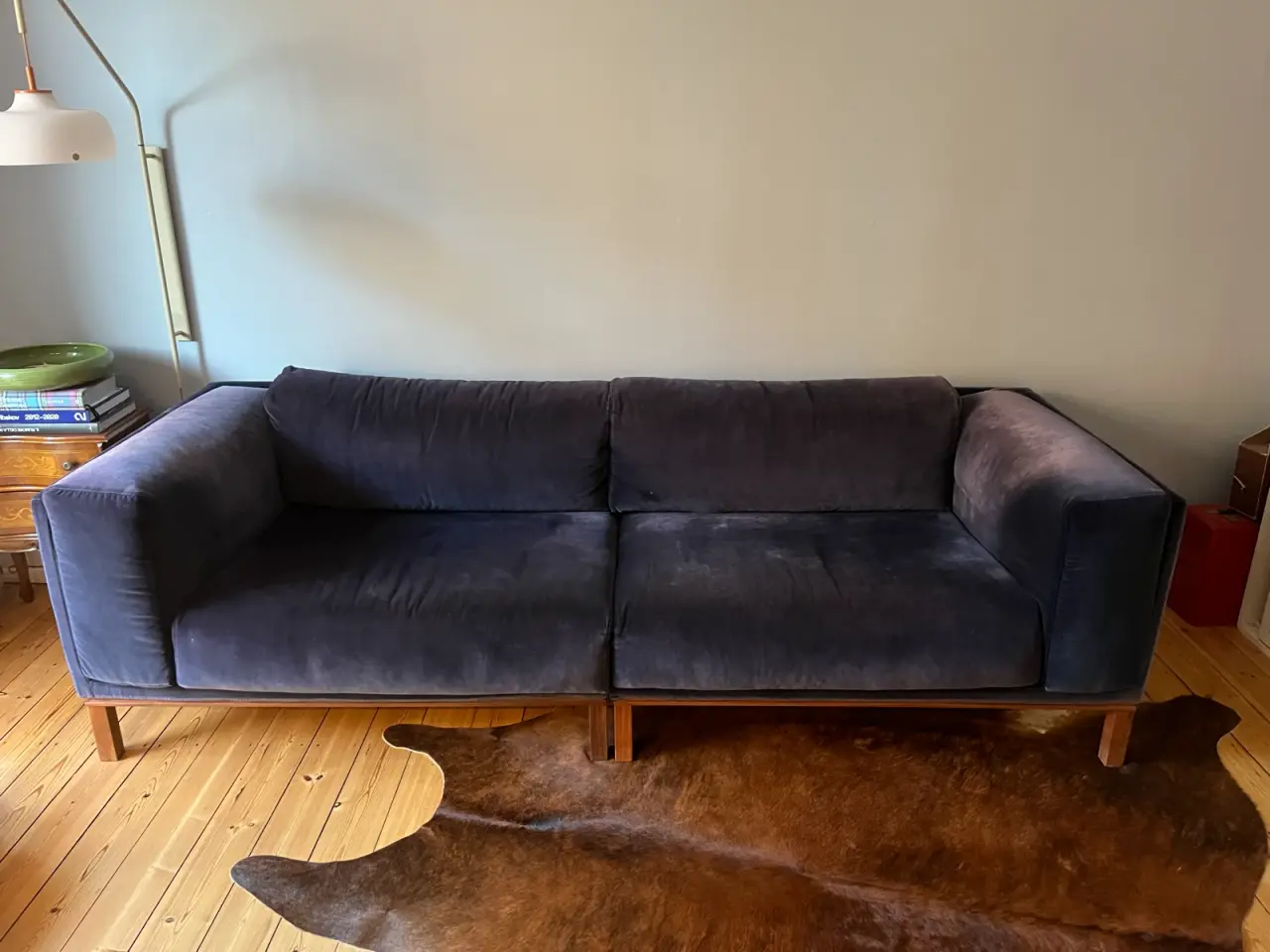 Billede 1 - Blå velour sofa