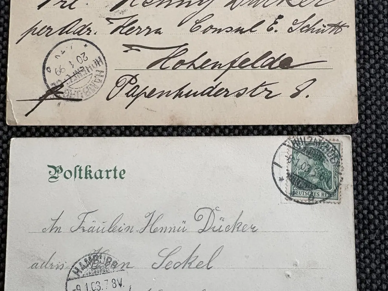 Billede 1 - To gamle tyske post med kæmpekraner
