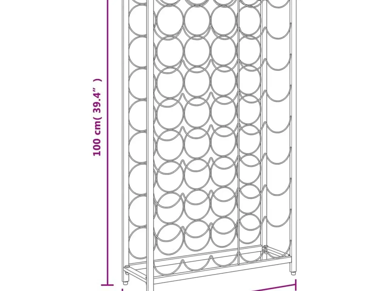 Billede 7 - Vinreol til 45 flasker - sort, 54 x 18 x 100 cm