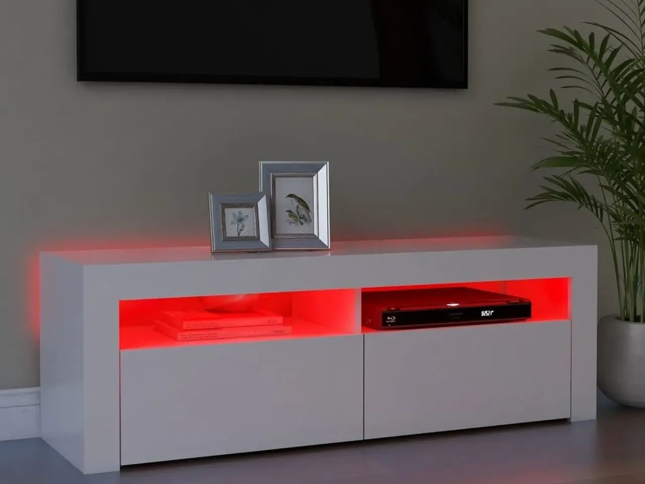 Billede 4 - Tv-skab med LED-lys - 120 × 35 × 40 cm, hvid