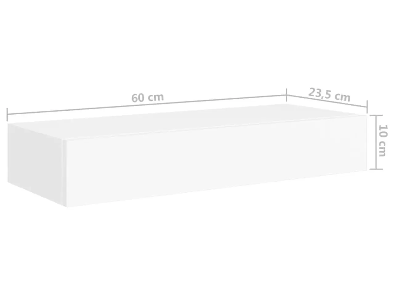 Billede 9 - Væghylde med skuffe 60×23,5×10 cm - MDF, hvid