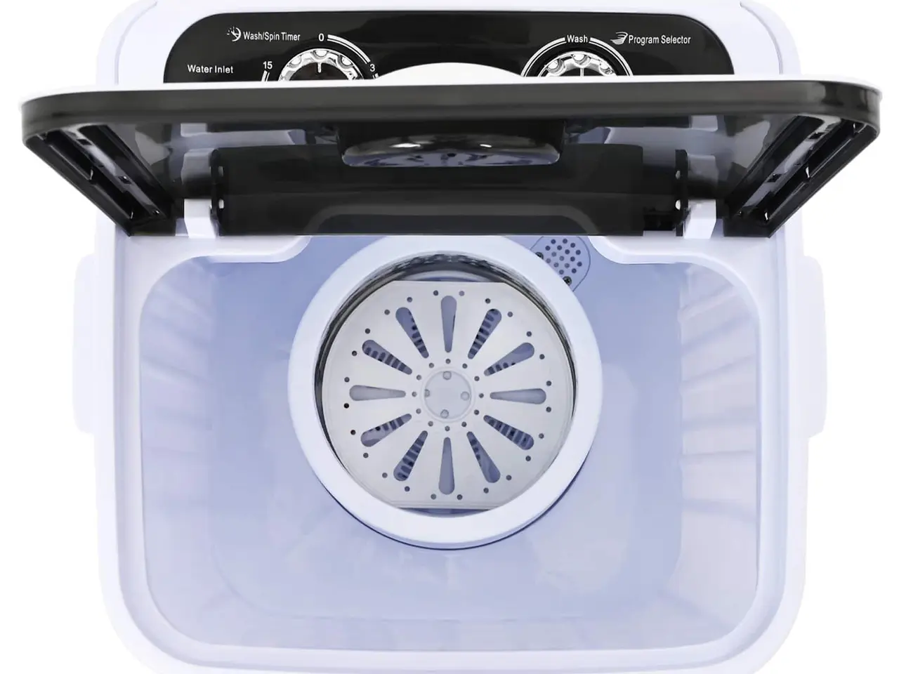 Billede 6 - Mini vaskemaskine 4,6 kg med dehydreringskurv - sort/hvid