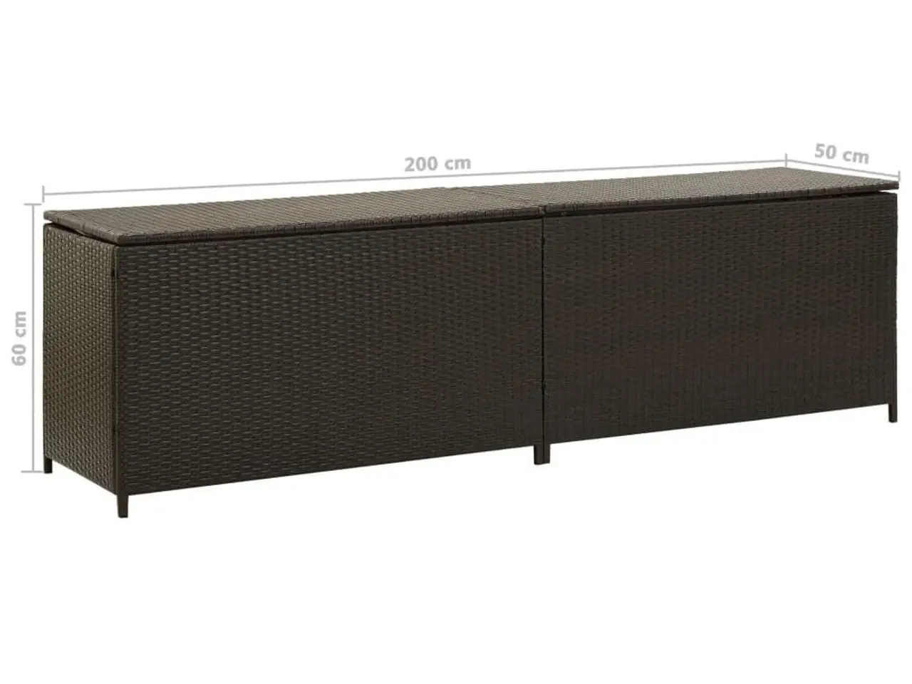 Billede 8 - Opbevaringskasse til haven i polyrattan - 200 × 50 × 60 cm, brun