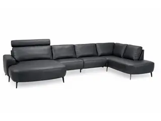 Hjort Knudsen Lolland læder U-sofa Venstrevendt