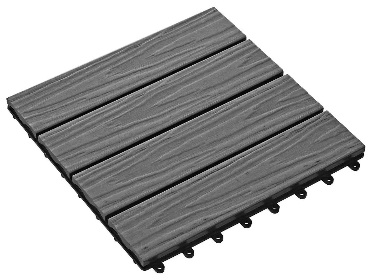 Billede 2 - Terrassefliser i WPC med 3D-design - 11 stk, grå, 30 × 30 cm