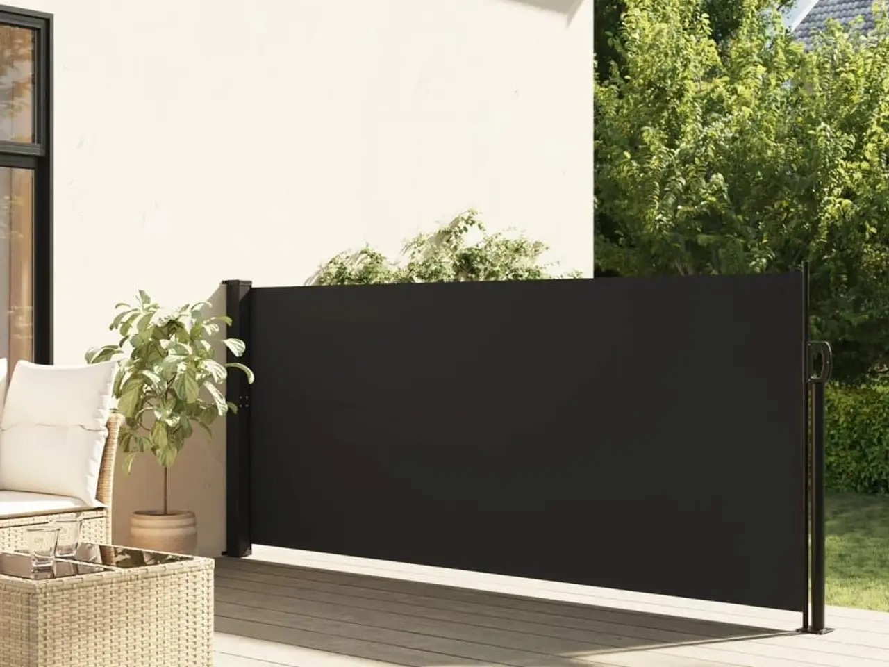 Billede 1 - Sidemarkise 120 × 500 cm - sammenrullelig, sort