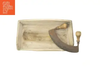 Urtehakkebræt med mezzaluna / urtehakker / vuggekniv (str. 39x22 cm)