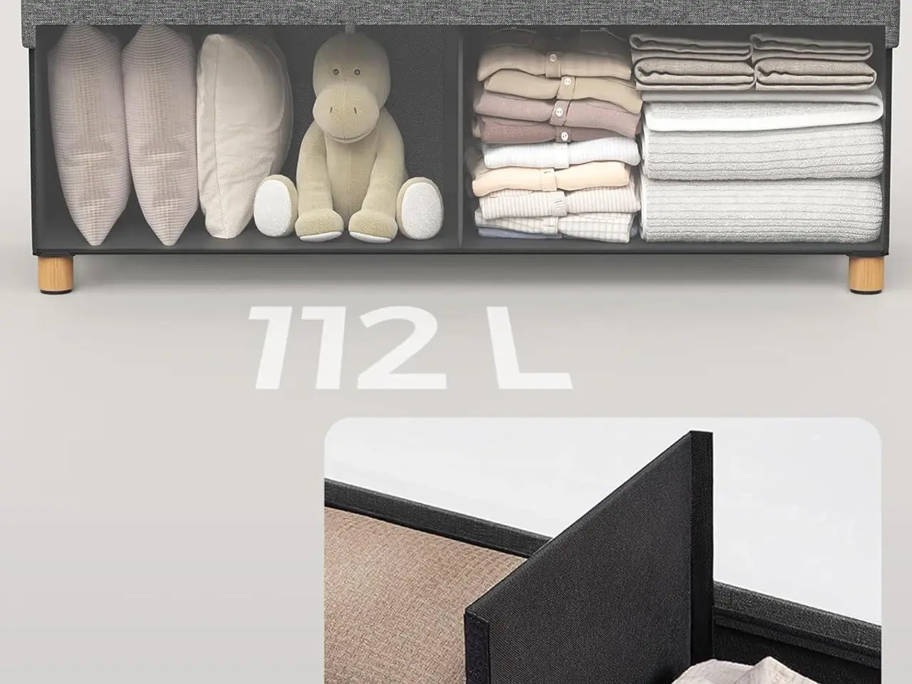 Billede 6 - Foldbar opbevaringsbænk med låg - 38 x 110 x 40 cm