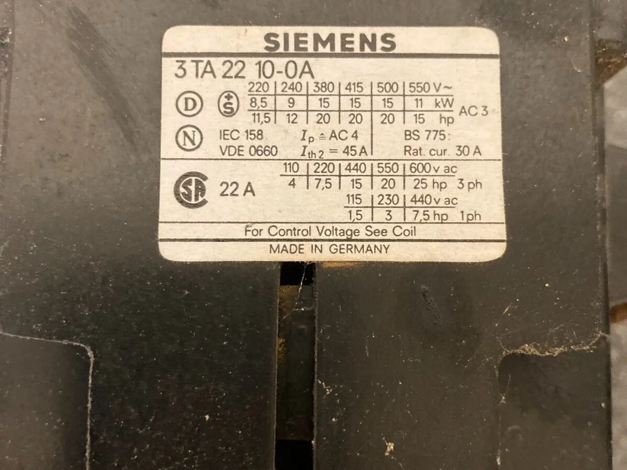 Billede 3 - Vintage Siemens 3TA22 10-0A Contact Block relæ in