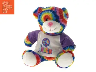 Bamse med flerfarvet mønster og T-shirt fra Plushology (str. 24 cm)