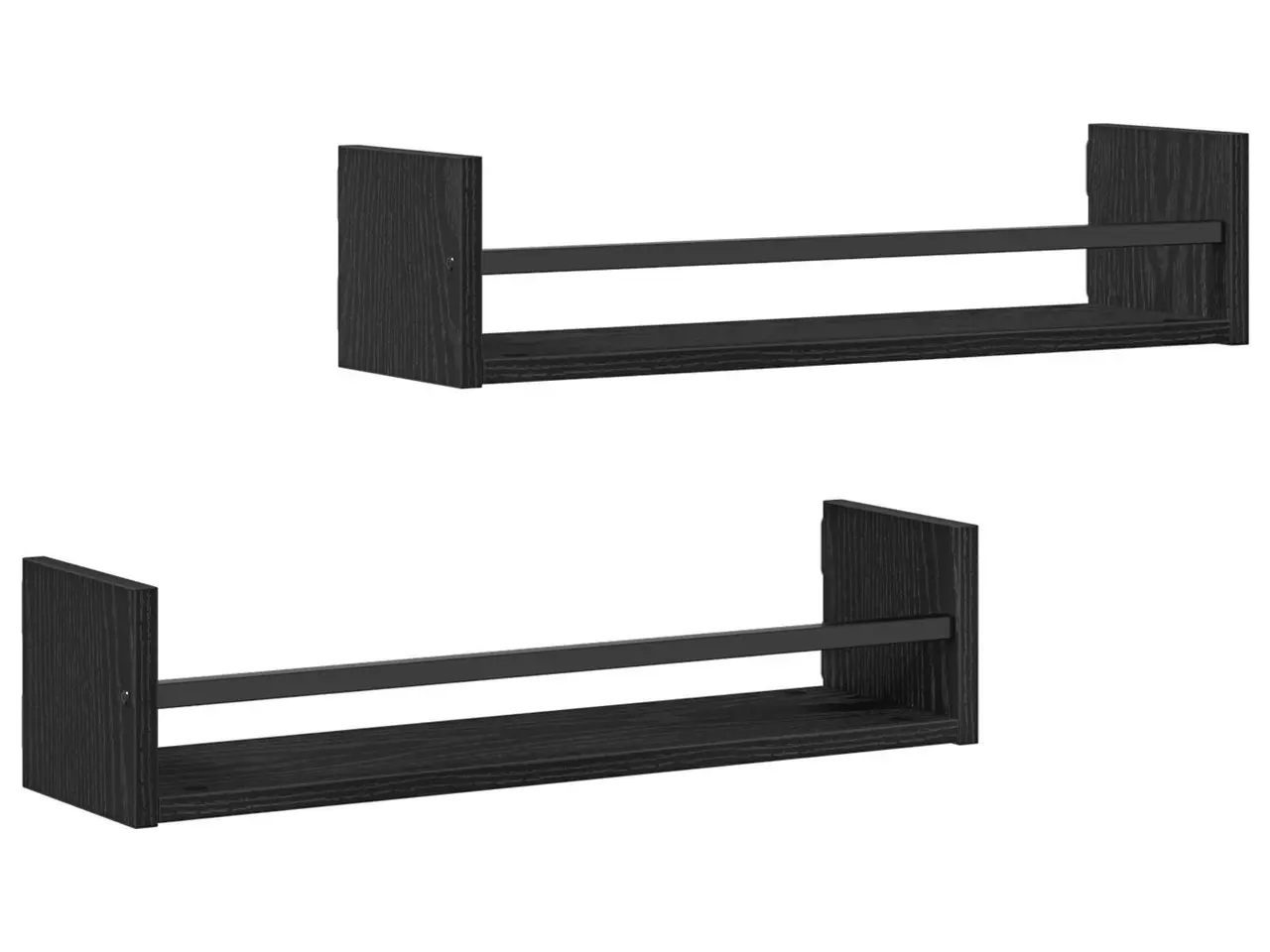Billede 2 - Væghylde 2 stk. sort eg 60 x 16 x 14 cm