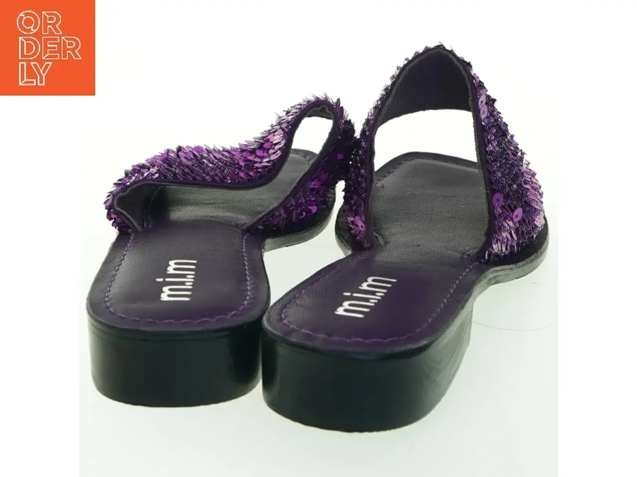 Billede 4 - Sorte sandaler med lilla pailletter fra Mim (str. 43 )