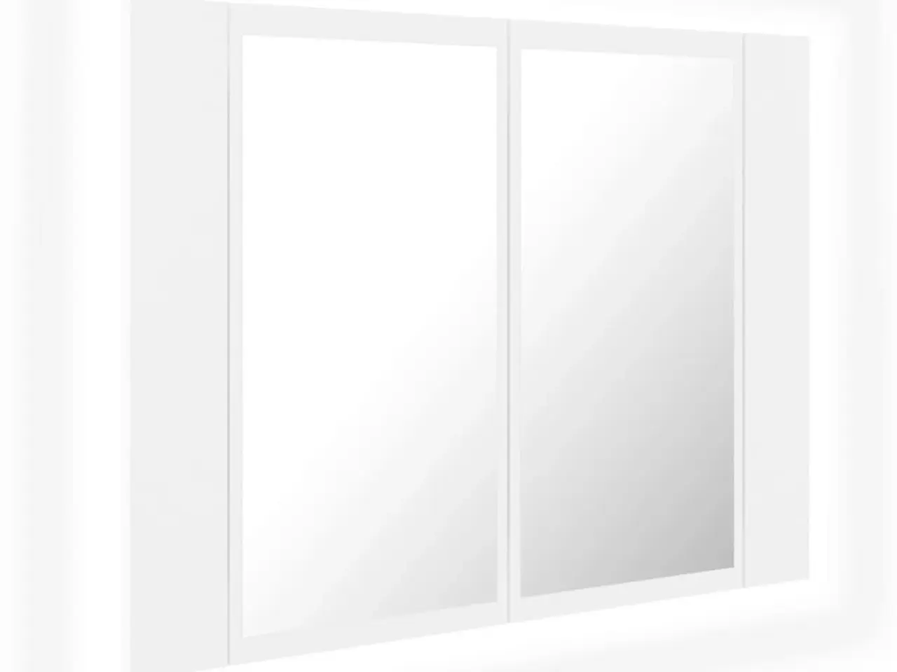 Billede 2 - Badeværelsesskab med spejl og LED-lys - hvid, 60 x 12 x 45 cm
