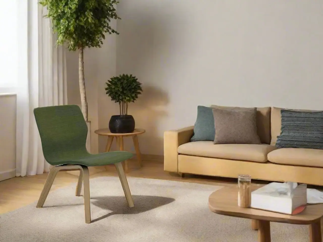 Billede 1 - Magnus Olesen Butterfly lounge Loungestol – Grøn med Træ Stel