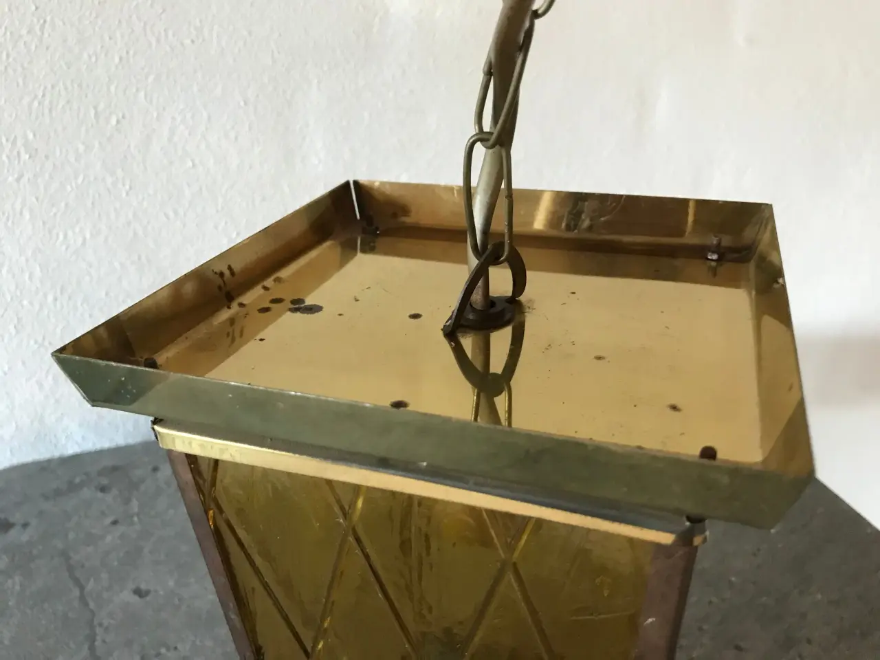 Billede 4 - Retro lampe / lanterne i messing og glas