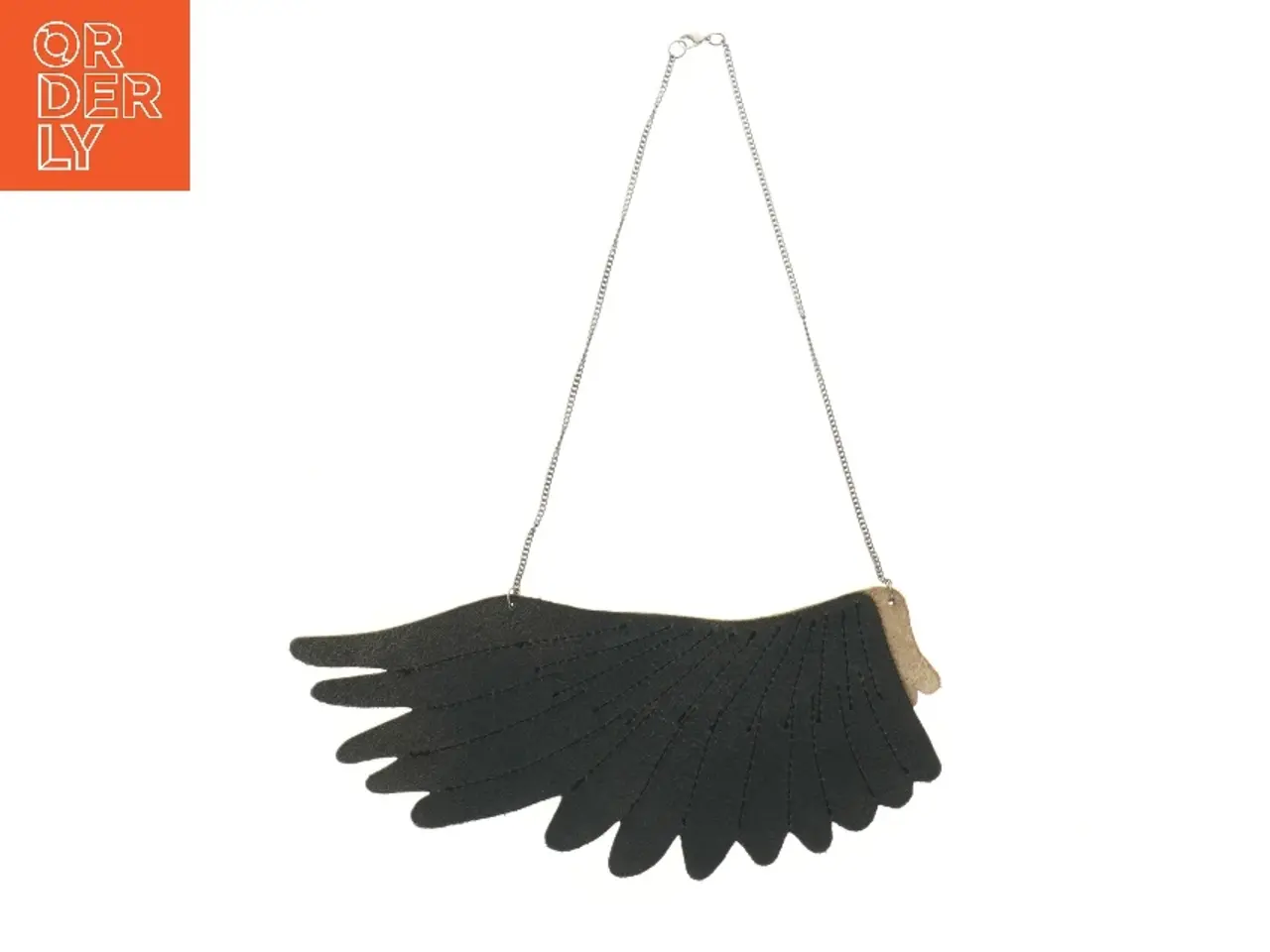 Billede 2 - Halskæde med vinger i læder (str. 22 cm)