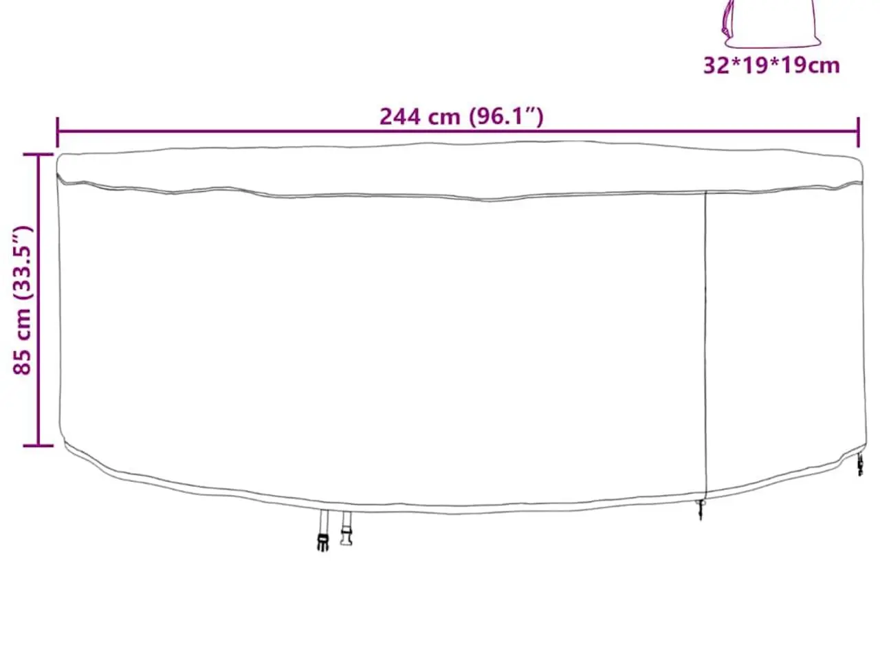 Billede 9 - Overtræk til havemøbler Sort 244 x 244 x 85 cm 210D oxford stof