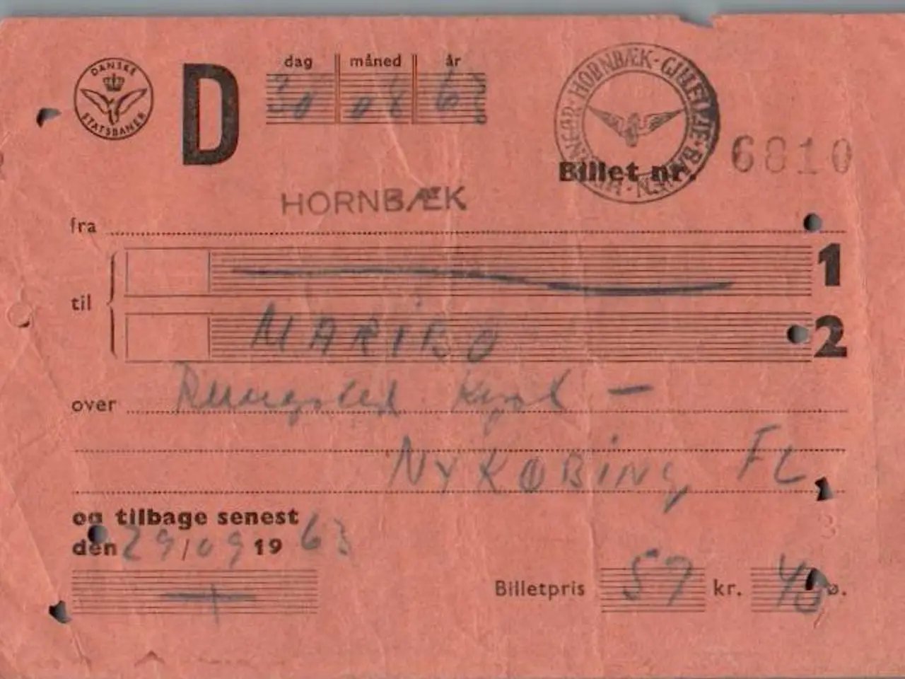 Billede 1 - Danske Statsbaner - Hornbæk - Nykøbing Fl.