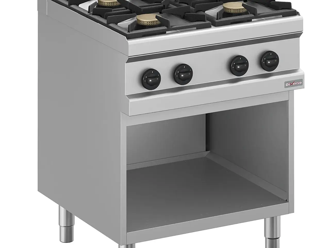 Billede 1 - Gaskomfur 4 blus (4x 5,5 kW) – Åbent GN 2/1 skab 