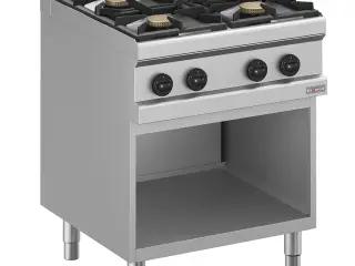 Gaskomfur 4 blus (4x 5,5 kW) – Åbent GN 2/1 skab