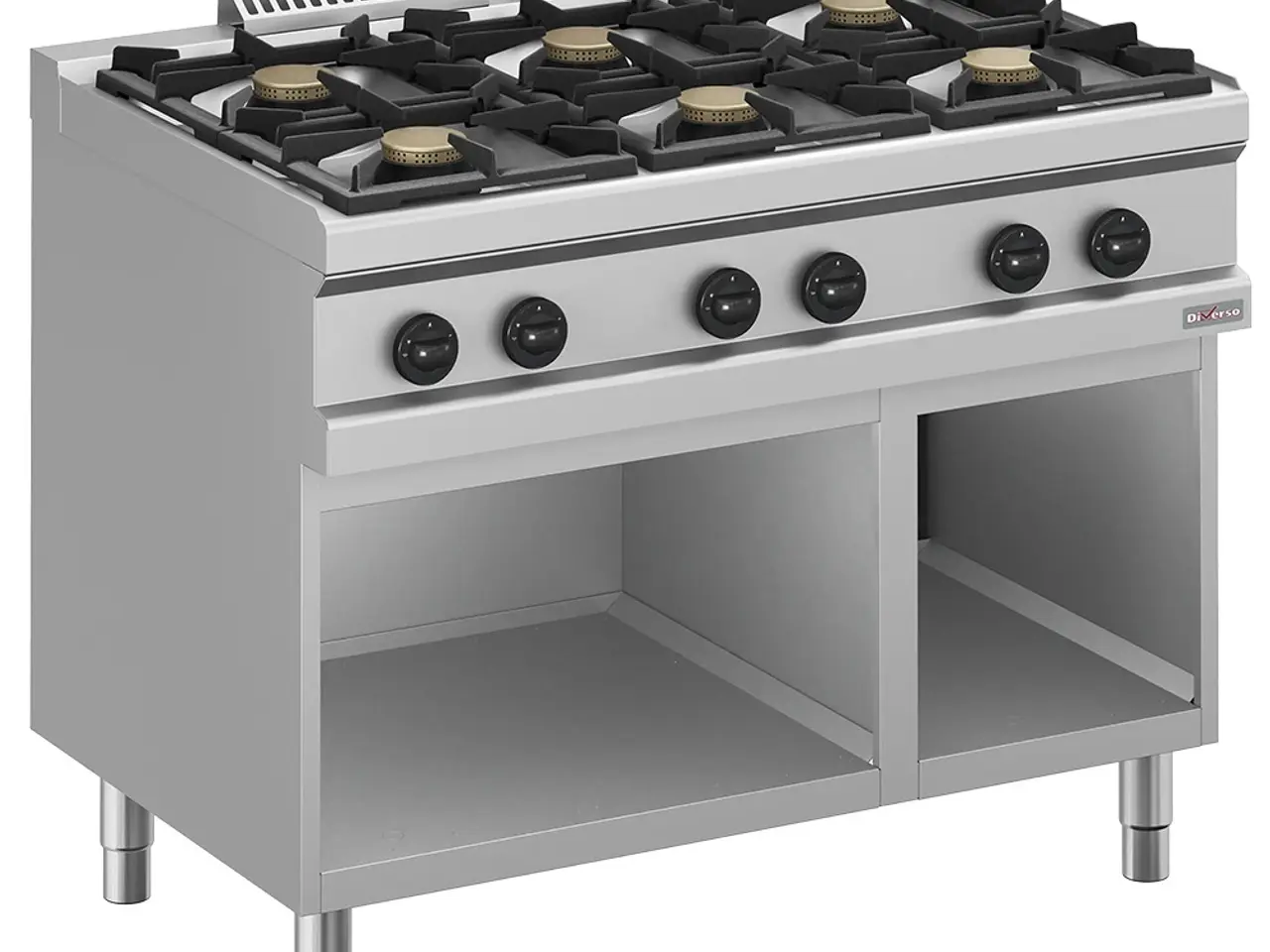 Billede 2 - Gaskomfur 6 blus (6x 5,5 kW) – Åbent GN 2/1 skab