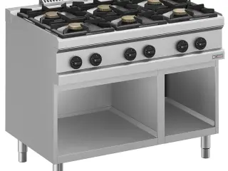 Gaskomfur 6 blus (6x 5,5 kW) – Åbent GN 2/1 skab