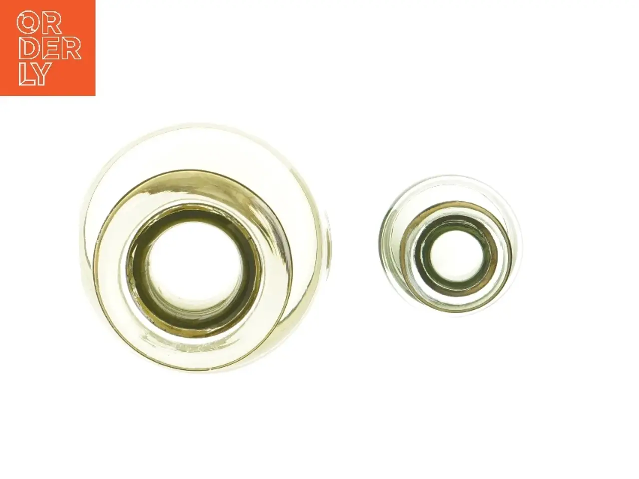 Billede 2 - Glasflasker med messingtop (str. 23,5 & 11,5 cm)